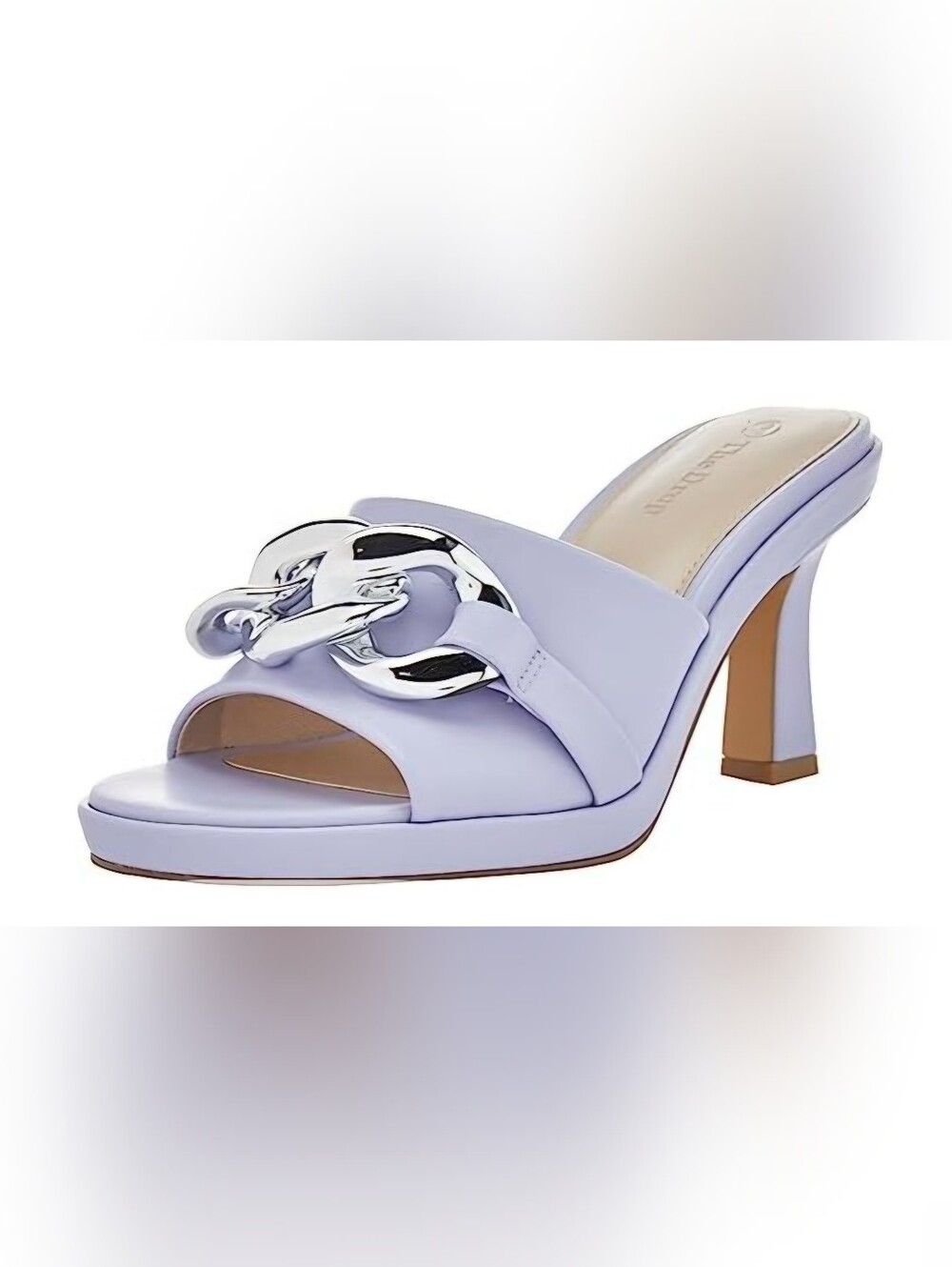 Lilac Chain-Accent Slide Heel Mule